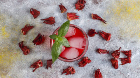 Cold brew hibiscus tea cocktail